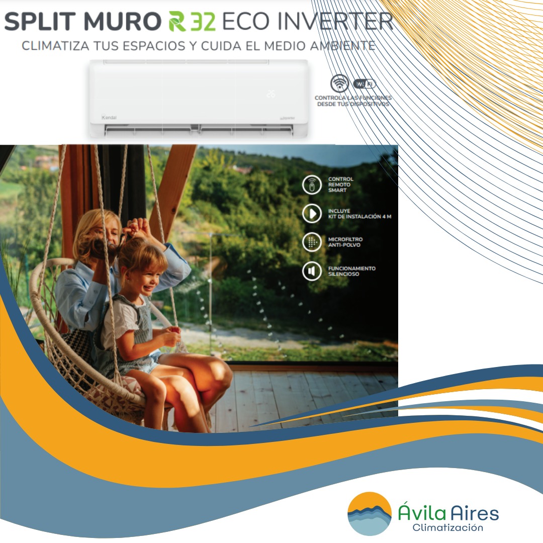 Aire Acondicionado 9000 Btu/Hr Split Muro Inverter Con Wifi R-32 Kendal